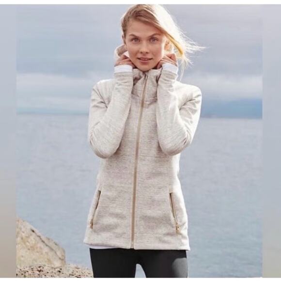 Athleta Tops - Athleta Luxe Stronger Fur-Lined Jacket In Oatmeal Heather Women's Size M